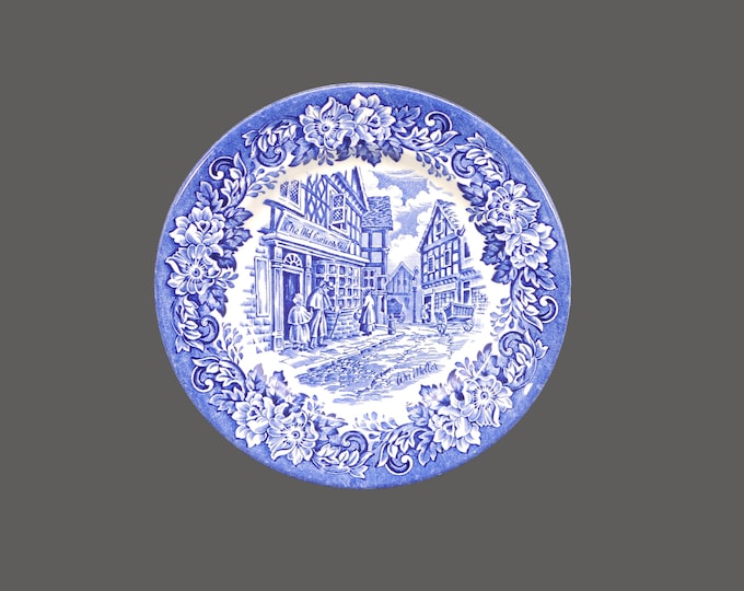 English Ironstone Tableware | EIT Dickens Series Blue bread plate made in England. Old Curiosity Shop. Sold individually.