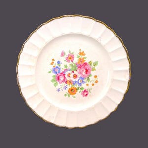 Britischer Empire Ware Aristokrat Speiseteller. Multicolor Blumen, 22K Goldrand. Mängel (siehe unten).