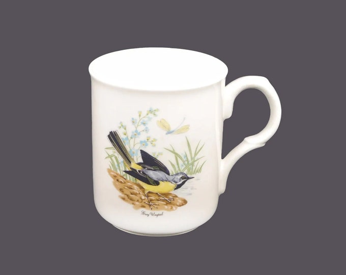 Sadler Grey Wagtail coffee or tea mug. Wellington Bone China made in England. Bird-lover gift.