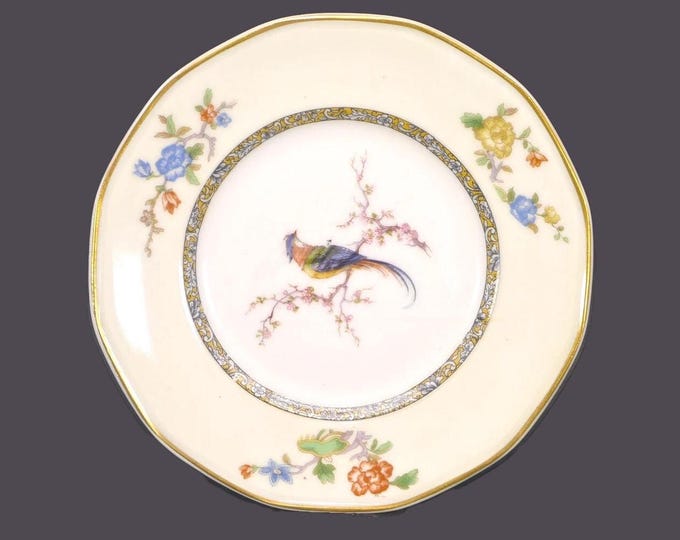 Theodore Haviland Limoges H4555 multi-sided bread plate made in France. Bird of Paradise. Sold individually.