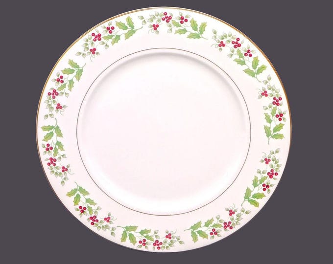 Gibson Housewares Christmas Harmony chop plate | service plate | round platter. Seasonal holly and red berries.