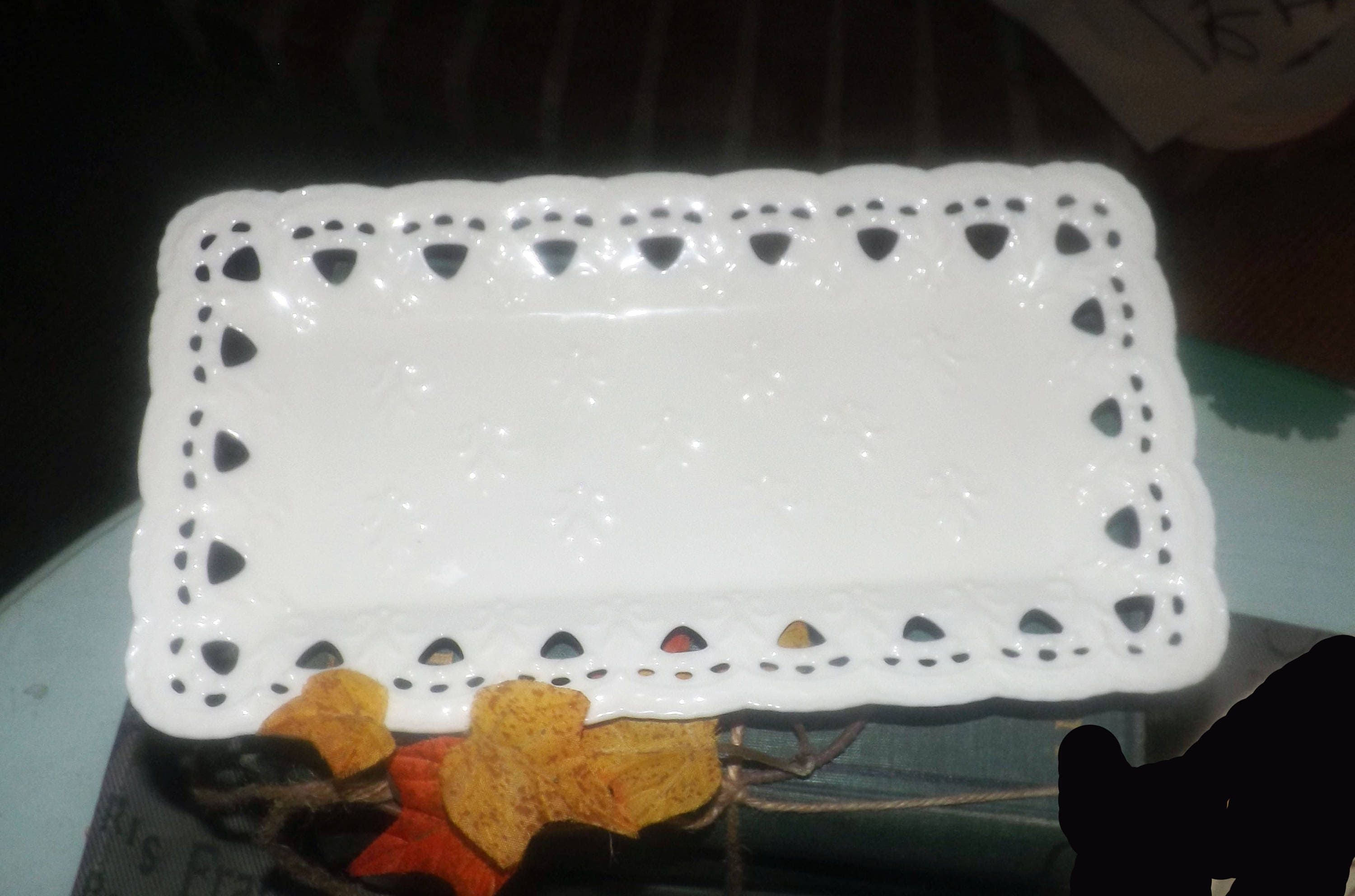 Vintage Skye McGhie Cream Lace rectangular sandwich tray. Etsy