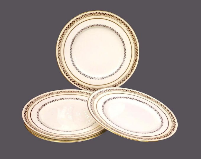 Four Royal Doulton The Repton V1705 bread plates. Bone china made in England. Very minor flaw (see below).