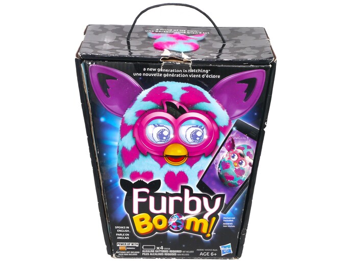 Hasbro Furby Interactive Electronic Toy. Pink ears, purple feet, pink hearts body. Working with original box.