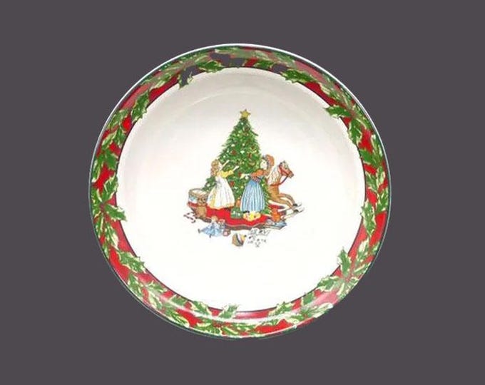 International Tableworks Christmas Celebration round, rimmed, stoneware serving bowl. Bob Timberlake design.