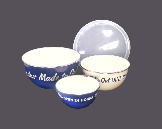Kate Spade for Lenox Order's Up 3-piece metal nesting bowl set. Retro diner look.