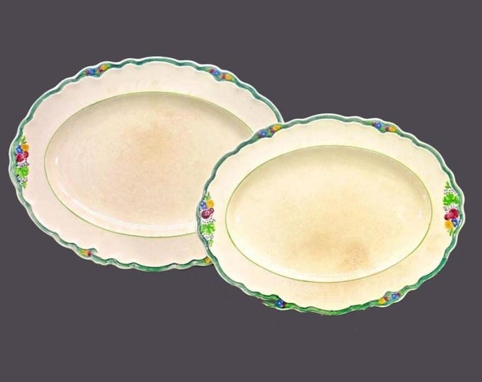 Pair of Old Hall | Crown Ducal | Richardson Doris Green platters. Charlotte Rhead design made in England. Flaws.