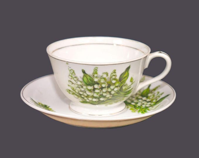 Giftcraft IVD210 porcelain cup and saucer set made in Japan. White sweet peas | lily of the valley