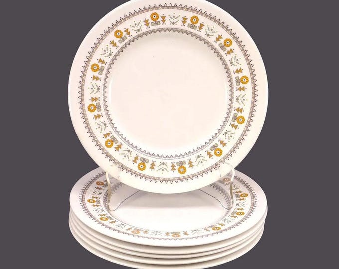 Six Royal Doulton Kimberley TC1106 salad plates. Bone china made in England.