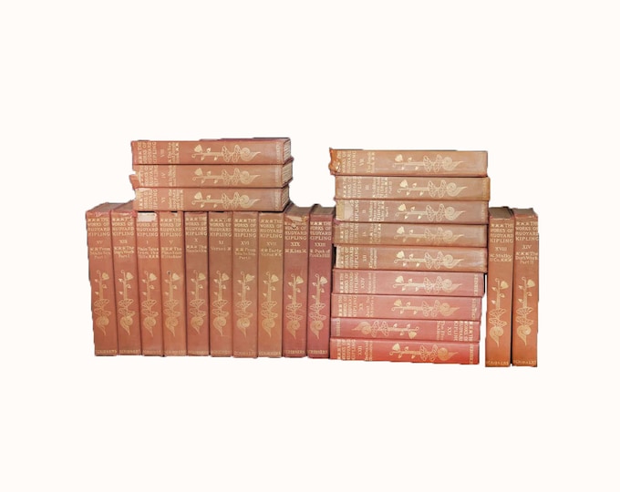 Twenty-four volumes of antiquarian books The Writings in Prose and Verse Rudyard Kipling. Charles Scriber Sons New York.