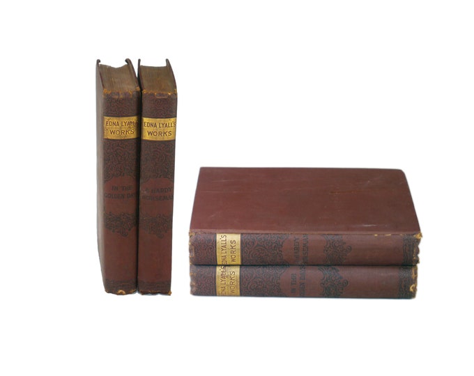 Two volumes of antiquarian Victorian-era (1891) books Edna Lyall A Hardy Norseman, In the Golden Days. Frank Lovell. Complete