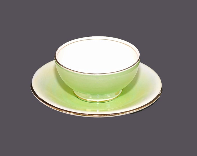 Royal Winton Grimwades Pastel Ware Green jam pot | chutney bowl | sugar bowl wth under-plate made in England.