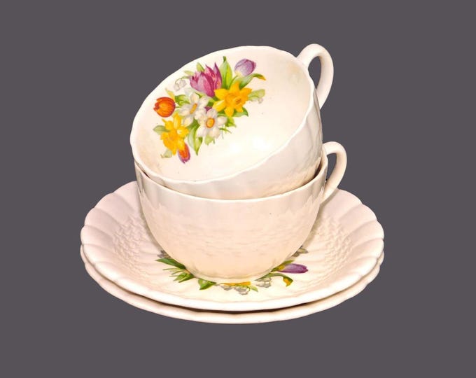 Pair of Bolian Reedwood | Simpsons Potters cup and saucer sets made in England.