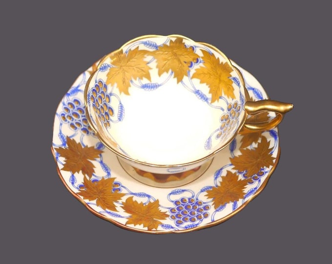 Royal Stafford La Vigne d'Or Blue cup and saucer set. Bone china made in England.