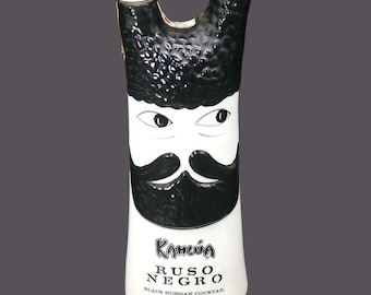 Vintage Kahlua Black Russian Ruso Negro bottle. Tackett inspired. Ceramica de Cuernavaca Mexico.