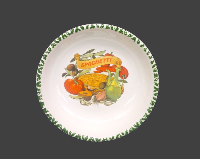 CMS Italy Spaghetti serving bowl | pasta serving bowl. Hand painted, made in Italy. Central vegetables, spaghetti wording.