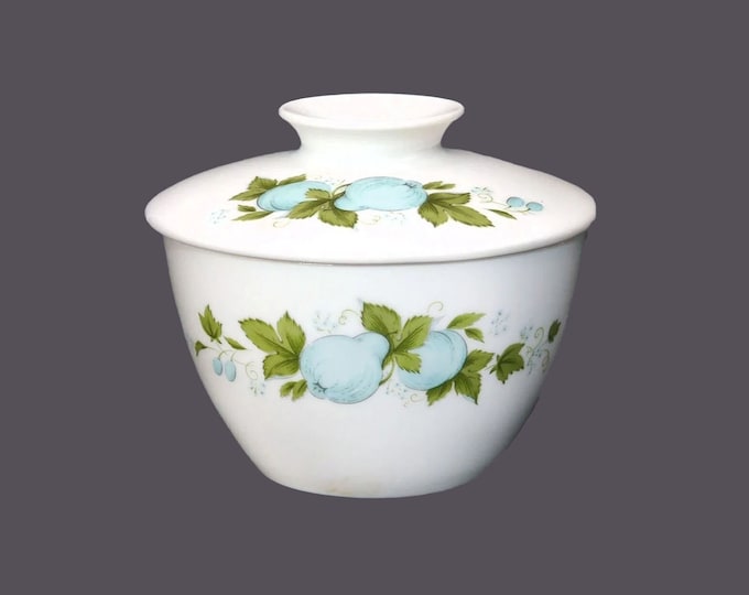 Noritake Blue Orchard 6695 covered stoneware sugar bowl made in Japan.