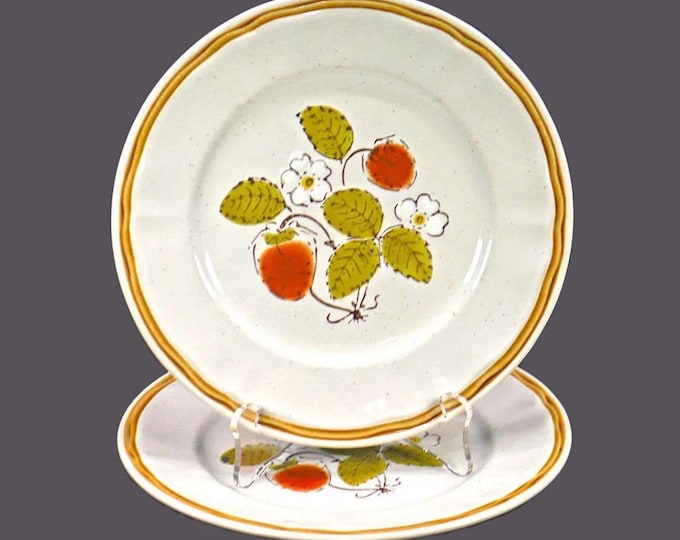Pair of Hearthside Berries 'n Cream stoneware salad plates made in Japan.