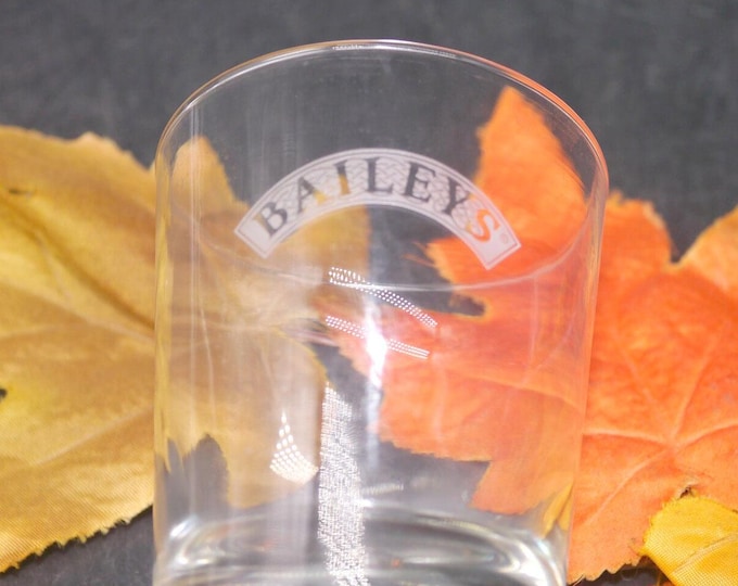Vintage Bailey's Irish Cream glass. Etched-glass branding.