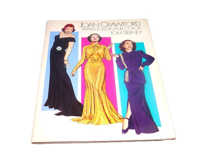 Vintage Tom Tierney Joan Crawford paper doll fashion illustration book 1983.