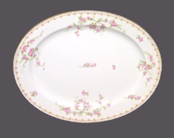 Antique Mavaleix de Mandavy | Old Abbey Limoges Bridal Rose oval platter made in France.