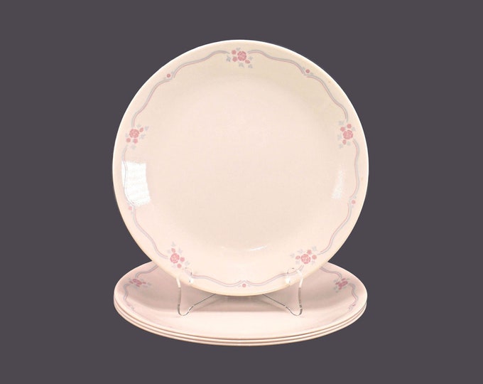 Four Corelle Corningware English Breakfast dinner plates made in USA.