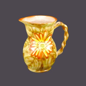 Royal Art Pottery Pitcher: Floral Design, Branch Handle, Made in England