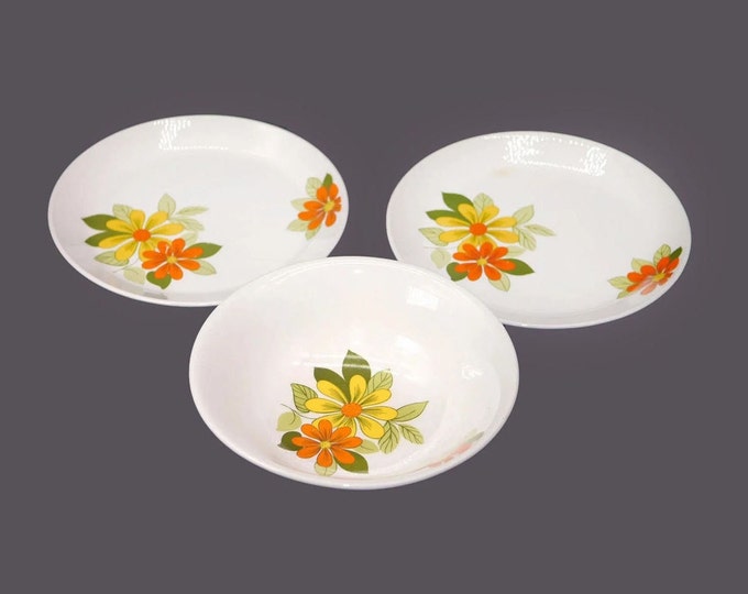 Johnson Brothers Sovereign Potters Acapulco tableware. One cereal bowl, two bread plates.