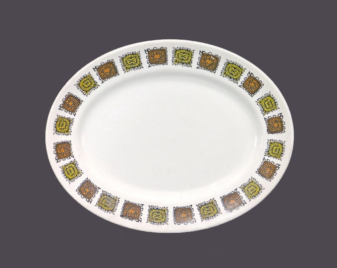 Myott Aztec L847 oval platter. Retro 1970s tableware made in England.