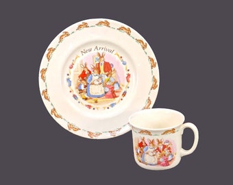 Royal Doulton Bunnykins New Arrival | newborn baby mug and plate. Bone china made in England.