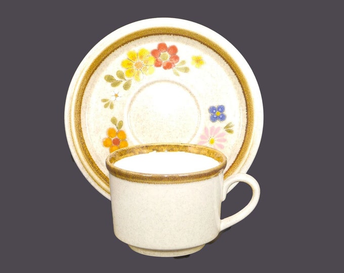 Mikasa Floribunda F5800 stoneware cup and saucer set made in Japan.