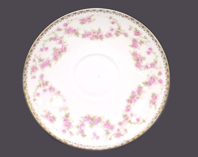 Adolf Persch ADH32 Bridal Rose orphaned saucer only made in Czechoslovakia. Small flaw (see below).