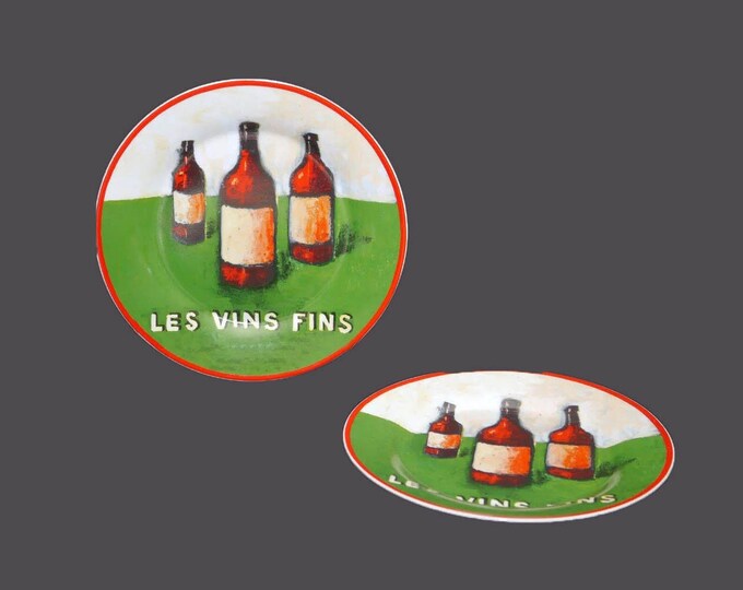 Pair of Danica hors d'oeuvres | wine and cheese plates saying Les vins fins | Fine Wines.