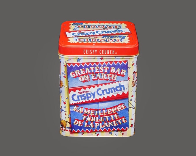 Neilson Crispy Crunch At the Circus au Cirque Greatest Bar on Earth bilingual tin made in USA.