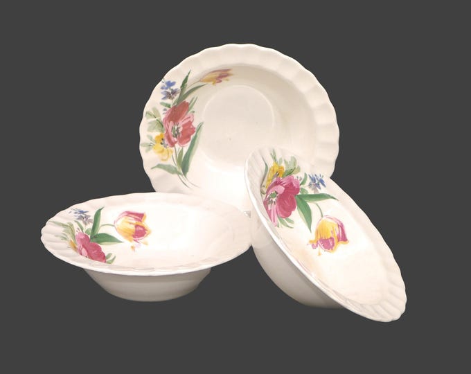 Three Sovereign Potters Floral Spray 816-44 rimmed fruit nappies, dessert bowls. Flaws (see below).