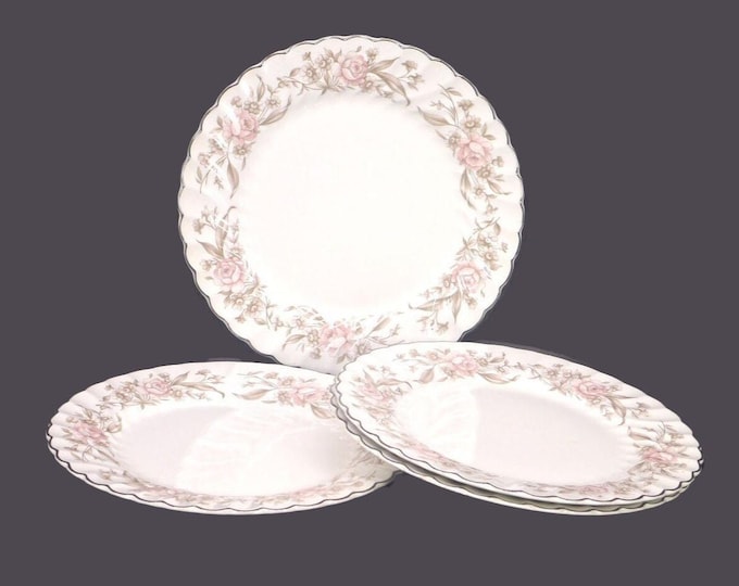 Four Sovereign Potters Prince Charles salad plates. English ironstone decorated in Canada.