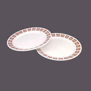 Retro Steelite Luncheon Plates - Geometric Hotelware - Made in England (Pair, 9 inch, 1970s)