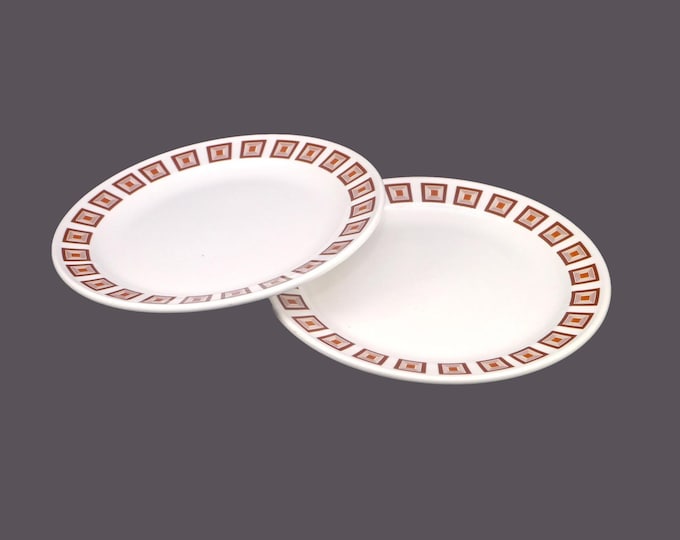 Pair of retro Steelite Regent luncheon plates. Vintage hotelware made in England. Flaw (see below).