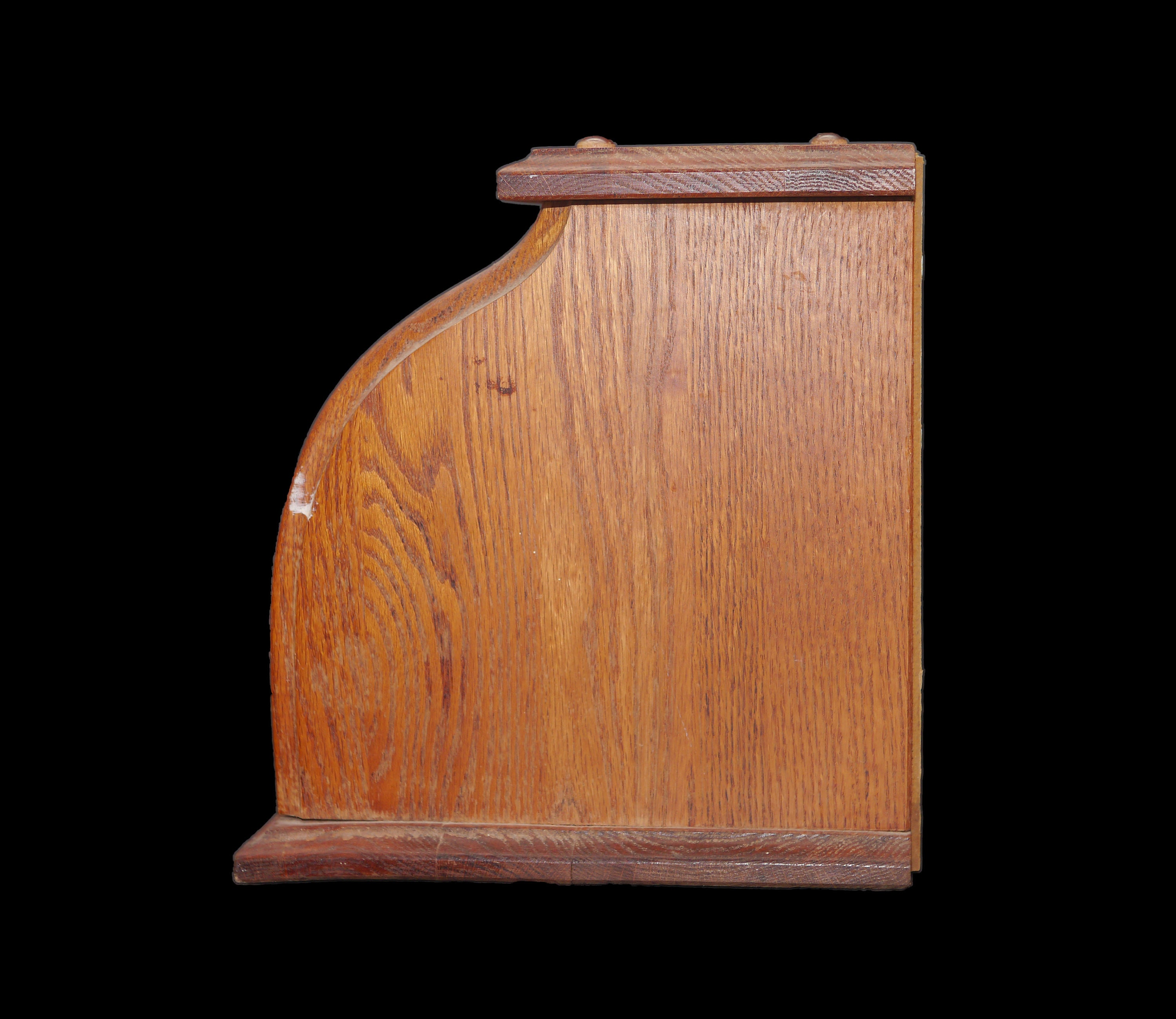 Vintage (1980s) solid oak rolltop bread box made by Wroxeter Wood