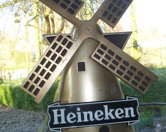 Vintage Heineken Breweries digital clock in shape of windmill. Clock works but some LEDs out.