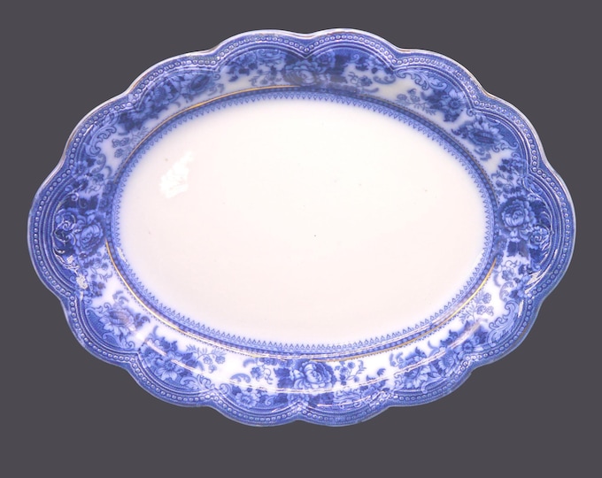 Antique Flow Blue Turkey Platter: Victorian Johnson Brothers Montana Serving Dish