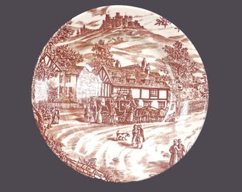 Vintage Plates Broadhurst Staffordshire Pottery England Swan Inn