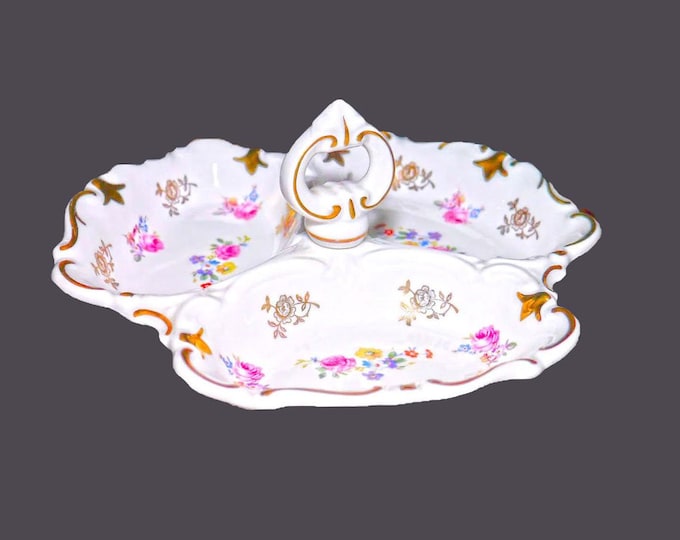 Reichenbach REH2 divided relish, candy, nut dish with center handle made in Germany.