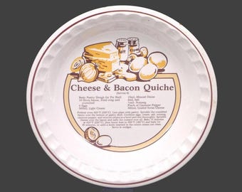 CE Springer Cheese & Bacon Quiche recipe pie plate | pie baker. Central recipe, crimped edge. Made in Korea