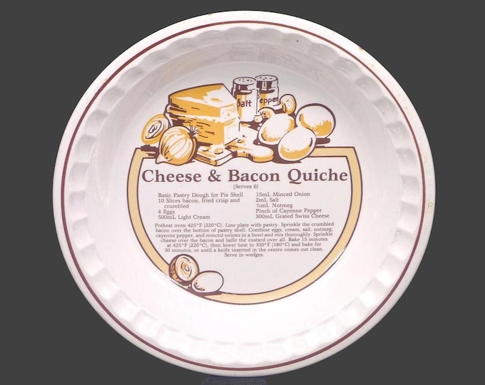 CE Springer Cheese & Bacon Quiche recipe pie plate | pie baker. Central recipe, crimped edge. Made in Korea