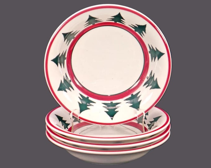 Four Pier 1 O' Tannenbaum | Tannenbaum coupe soup bowls. Hand painted made in Italy by Quadrifoglio. Flaws (see below).