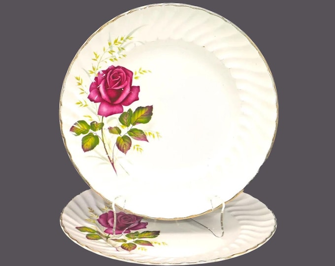 Pair of Ridgway Anniversary Rose dinner plates made in England.