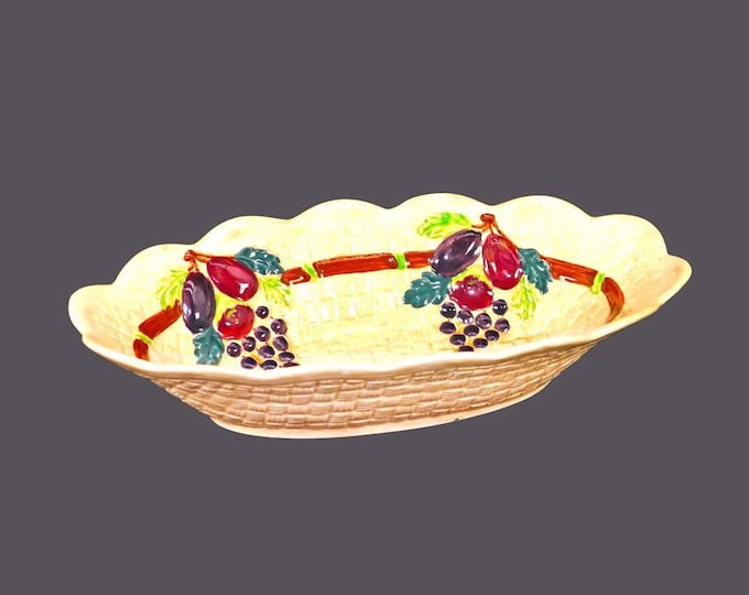 Shorter & Son oval serving bowl. Basketweave with grapes. Made in England.