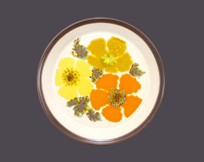 Retro Doverstone Bouquet flower-power stoneware dinner plate made in England. Sold individually.