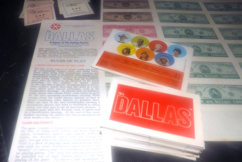 Vintage 1980 Dallas board game card game based on the Etsy